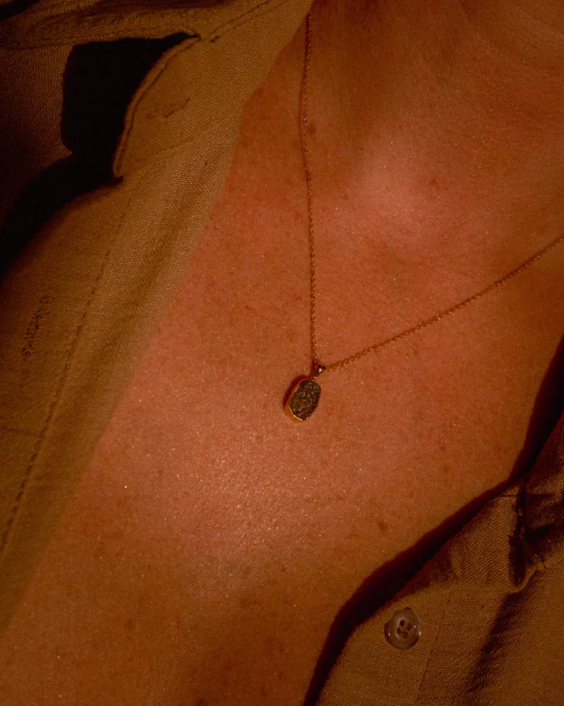 Moldavite Raw Pendant 18K Gold Vermeil Crystal Necklace - Image 2