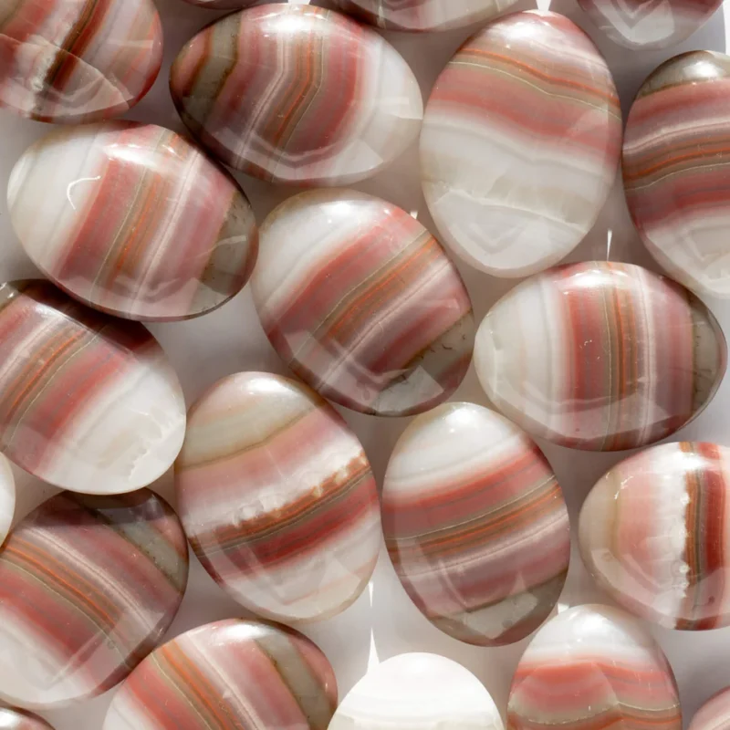 Pink Banded Calcite Palm Stone