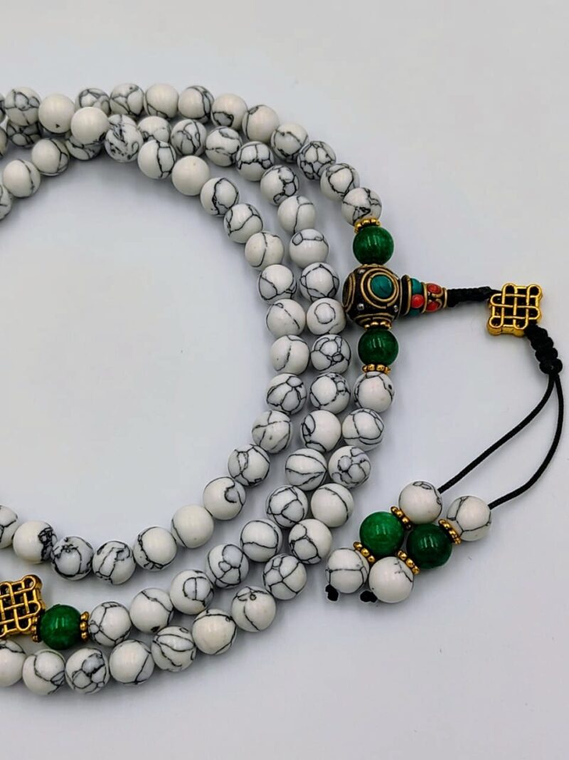 Designed white howlite stone mala - Image 2