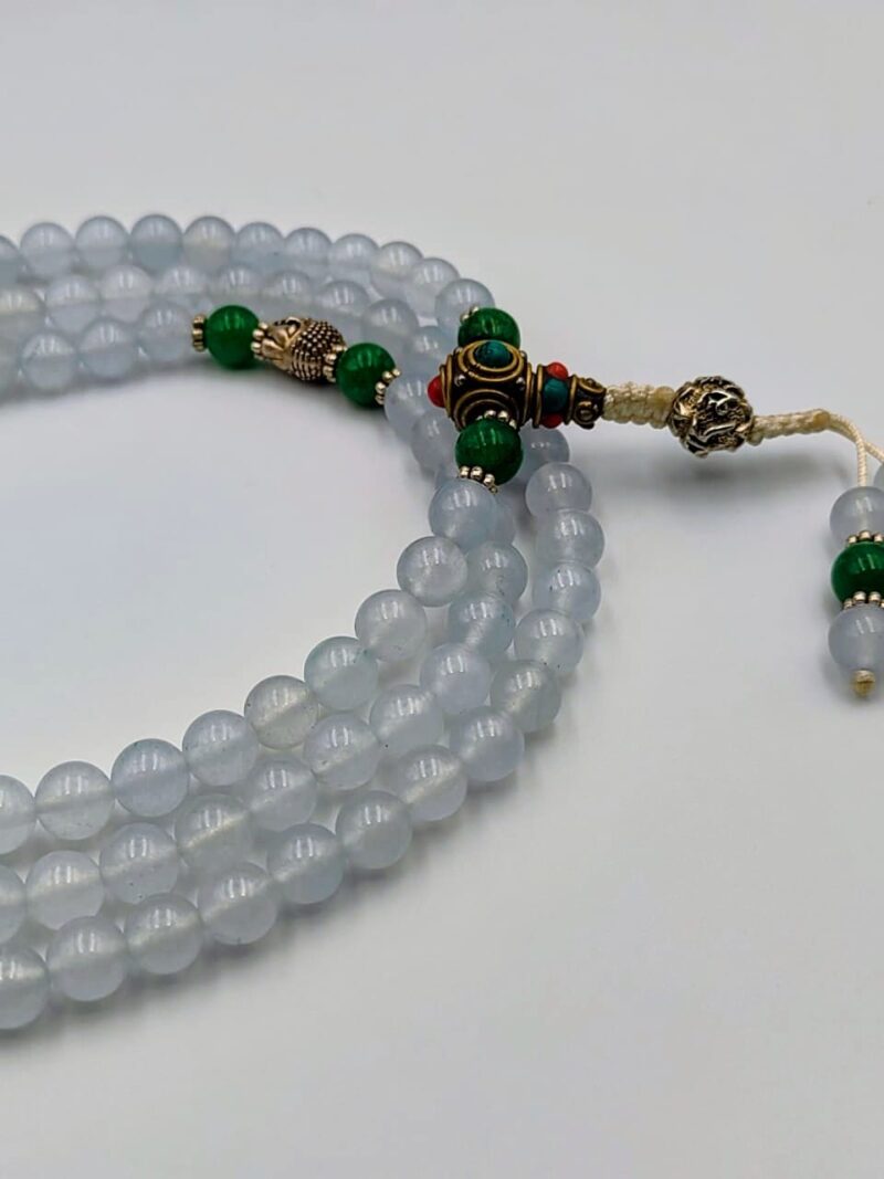Designed aquamarine stone beads mala - Image 2