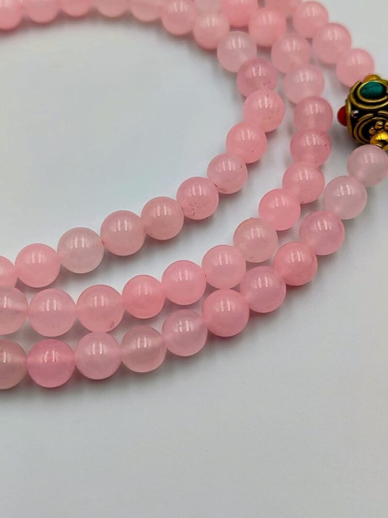 Designed rose Quartz beads mala - Image 2