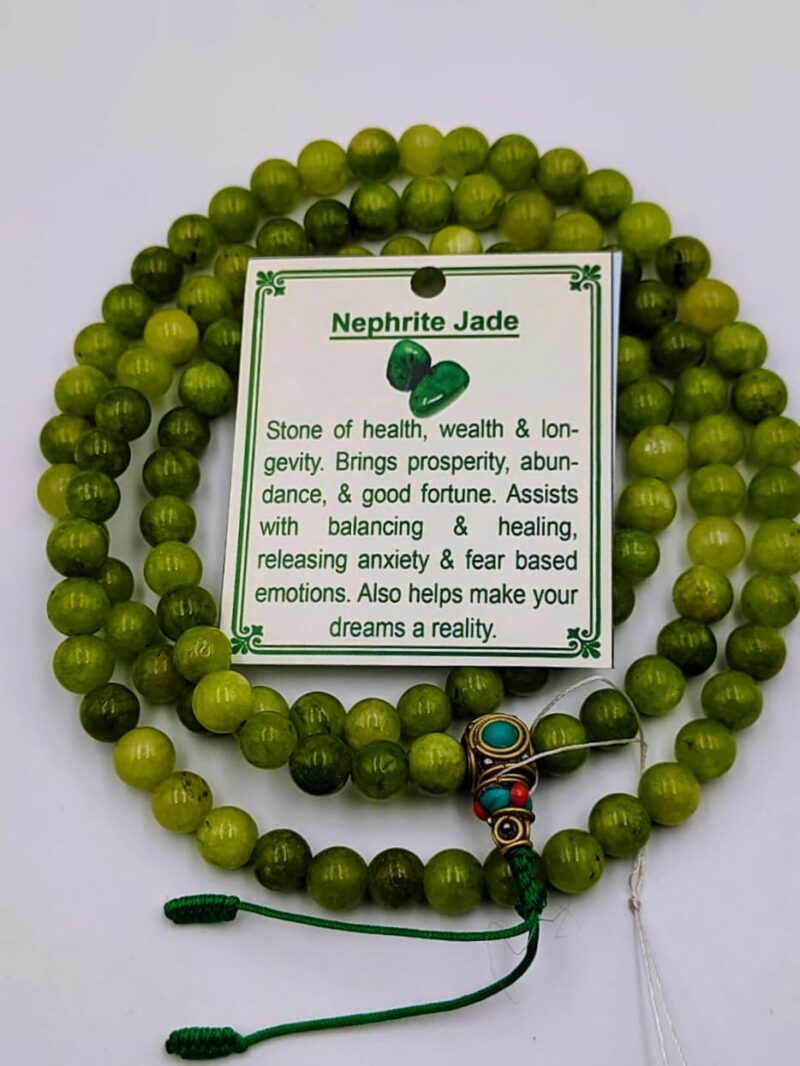 Nephrite jade mala with 108 beads