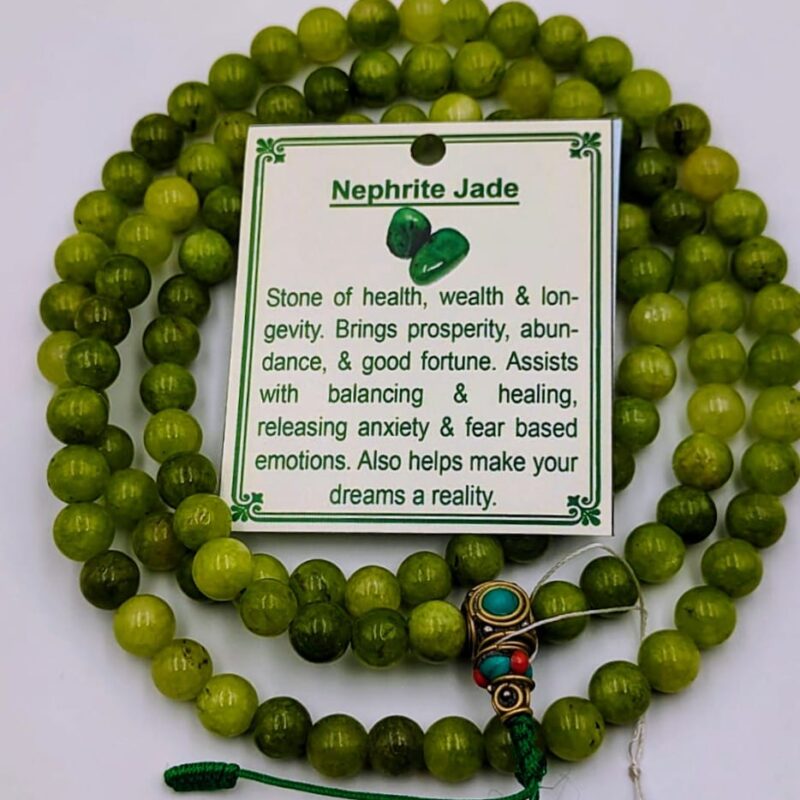 Nephrite jade mala with 108 beads