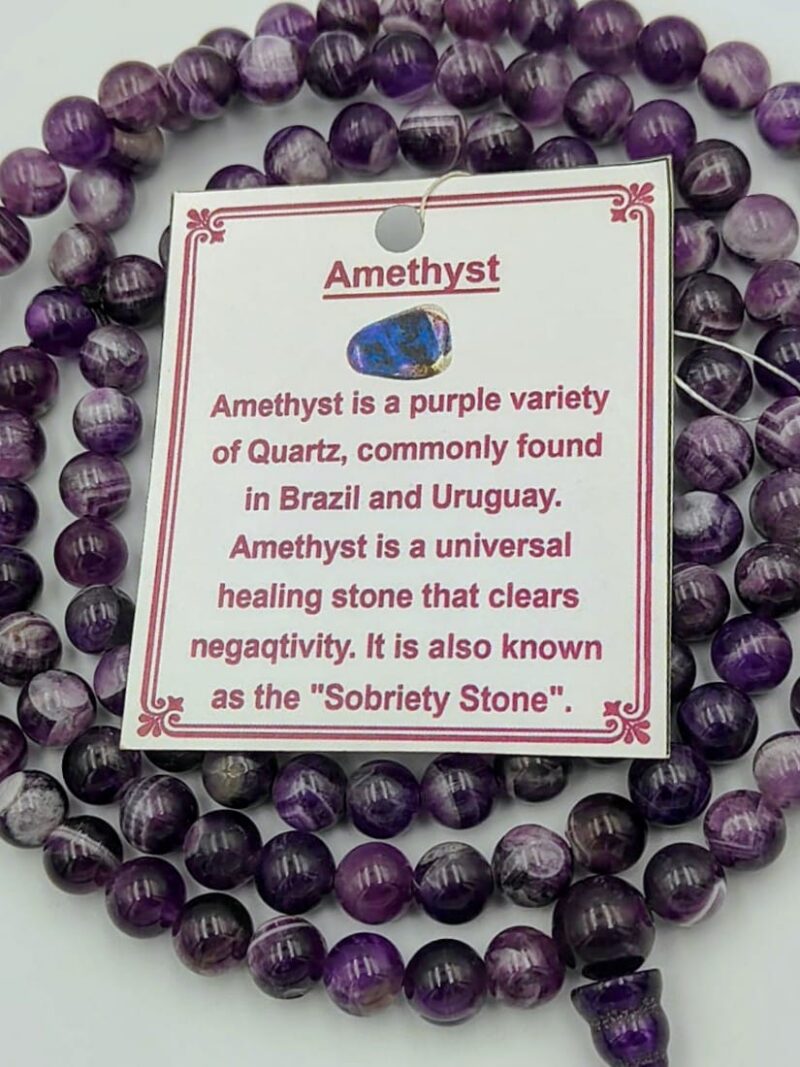 Amethyst stone mala with 108 beads