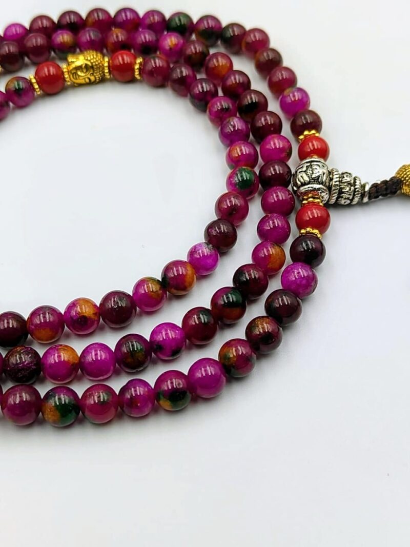 Designed dark fluorite stone beads mala - Image 2