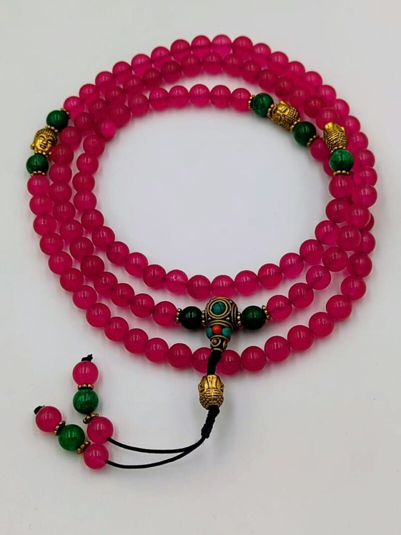 Designed ruby beads mala