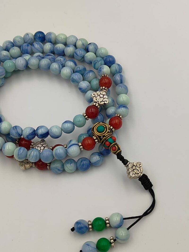 Designed blue lace agate beads Mala - Image 2