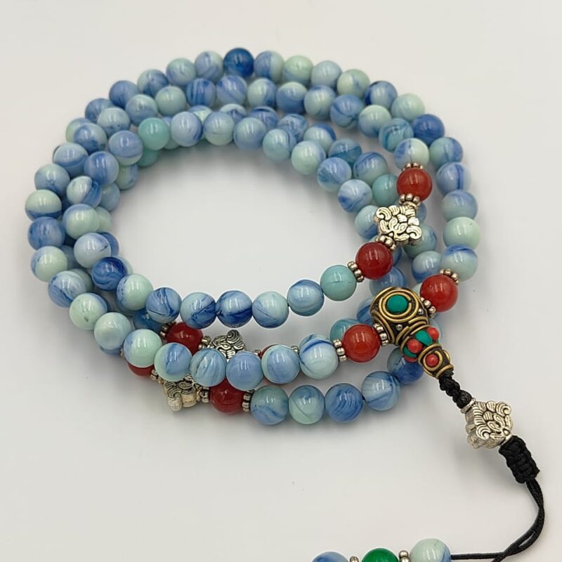 Designed blue lace agate beads Mala