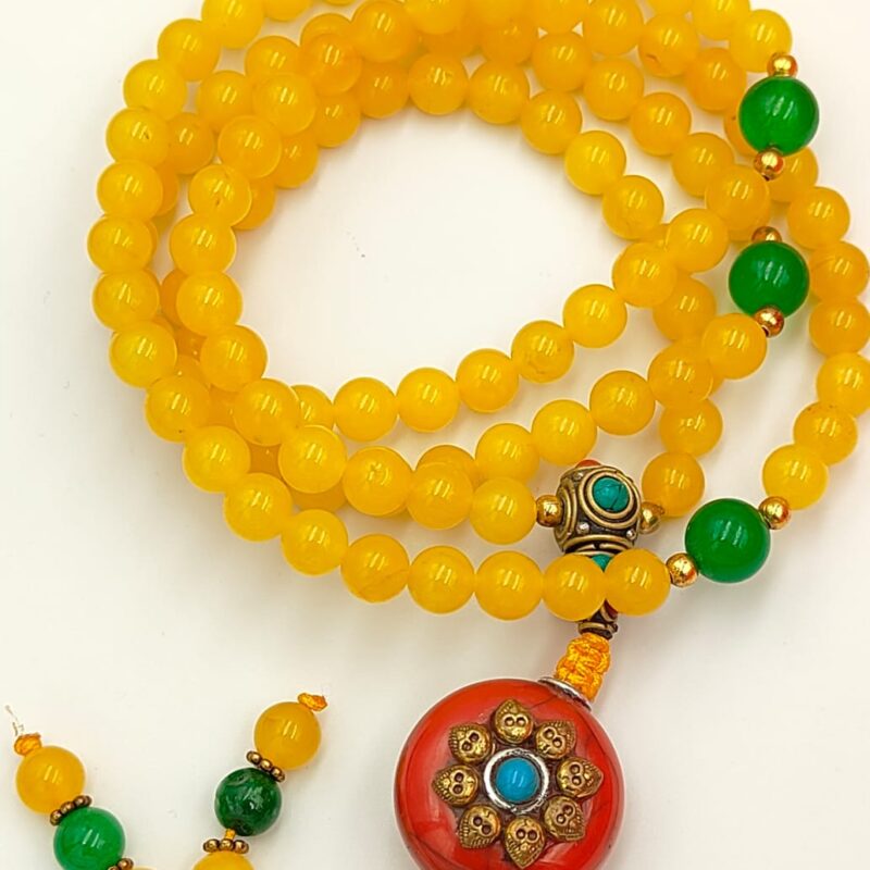 Designed Yellow Onyx beads Mala
