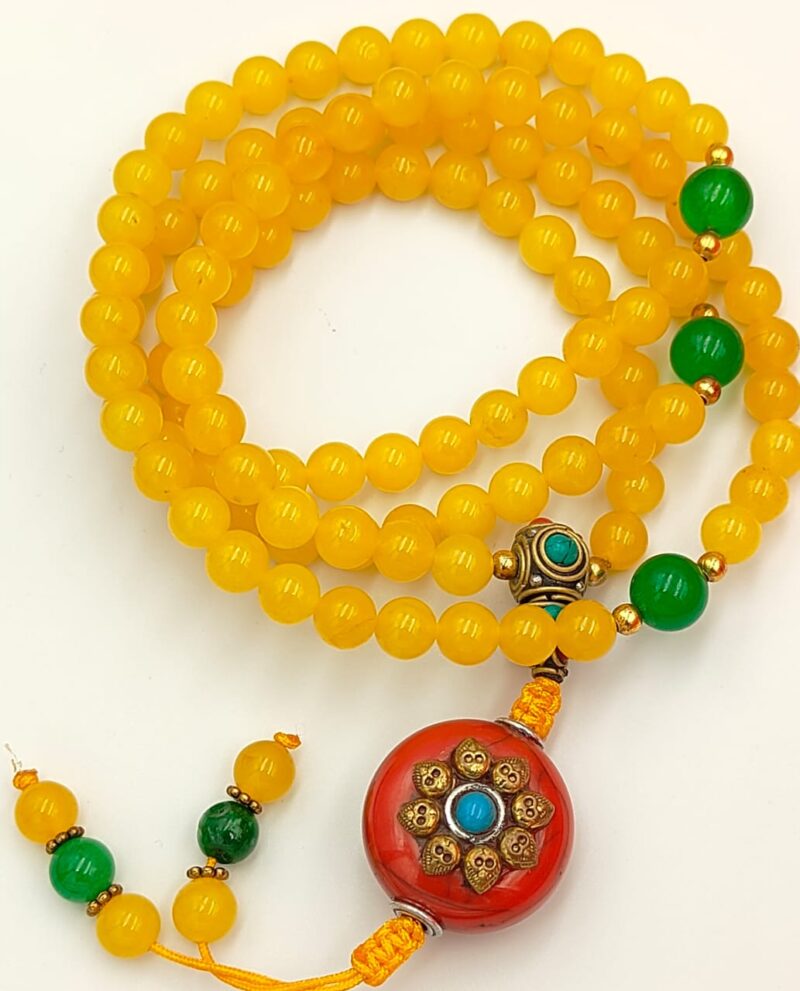 Designed Yellow Onyx beads Mala