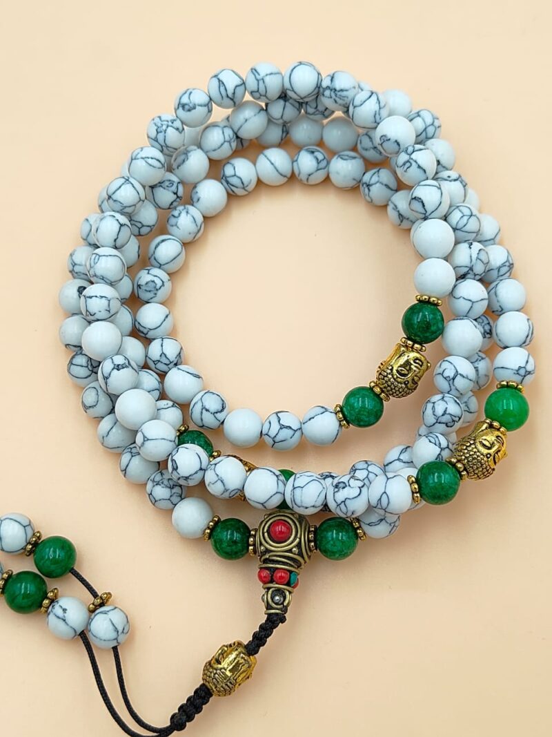 Designed howlite beads mala