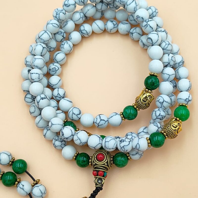 Designed howlite beads mala