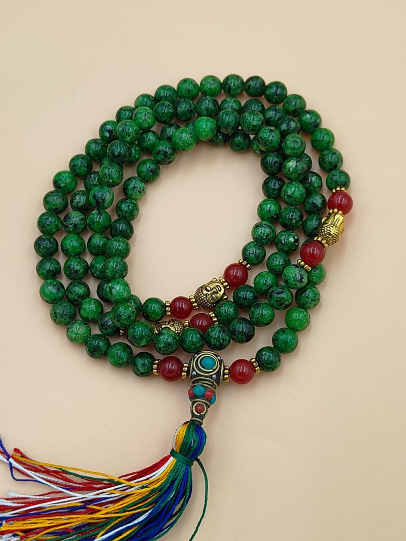 Designed green jasper beads mala - Image 2
