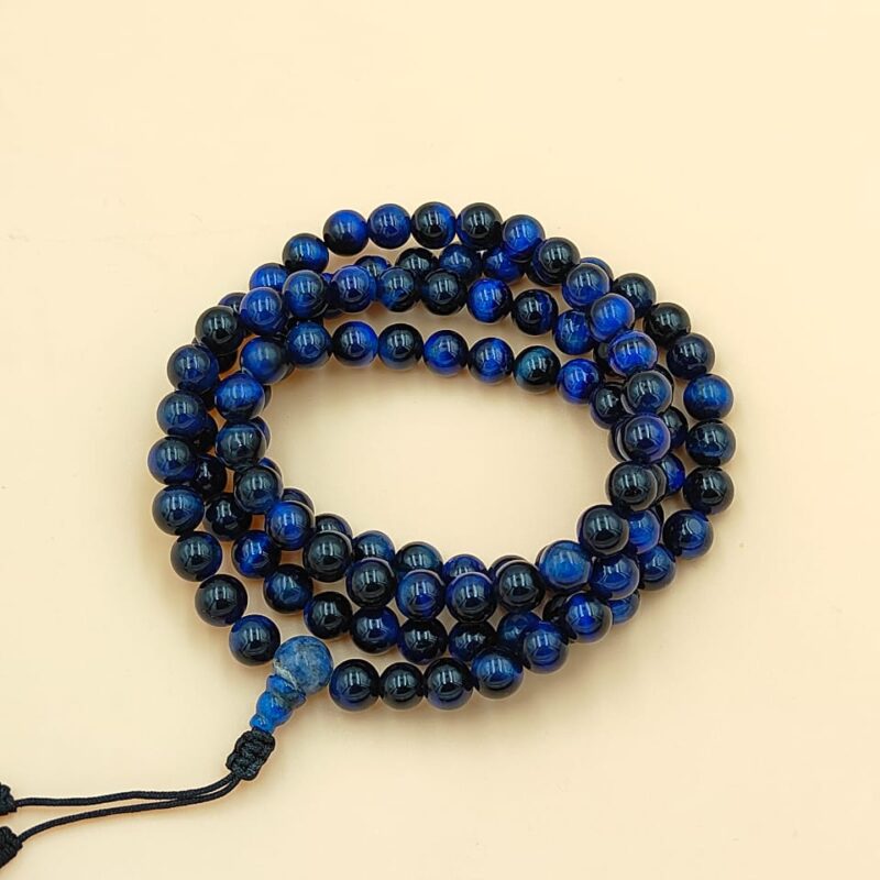 Real blue tiger eye mala with 108 beads