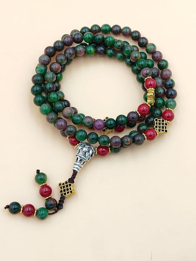 Designed dark fluorite Beads Mala