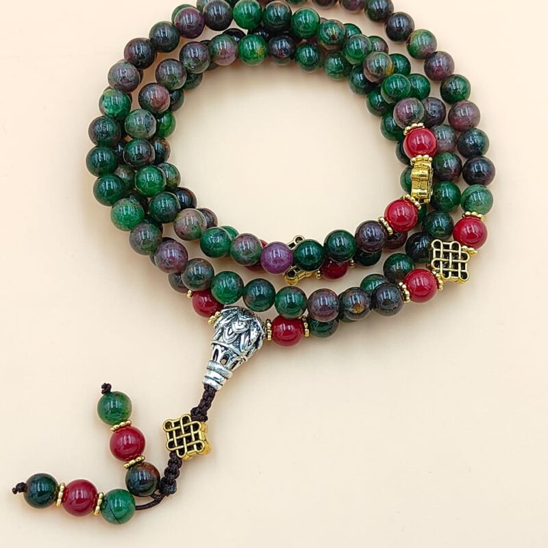 Designed dark fluorite Beads Mala
