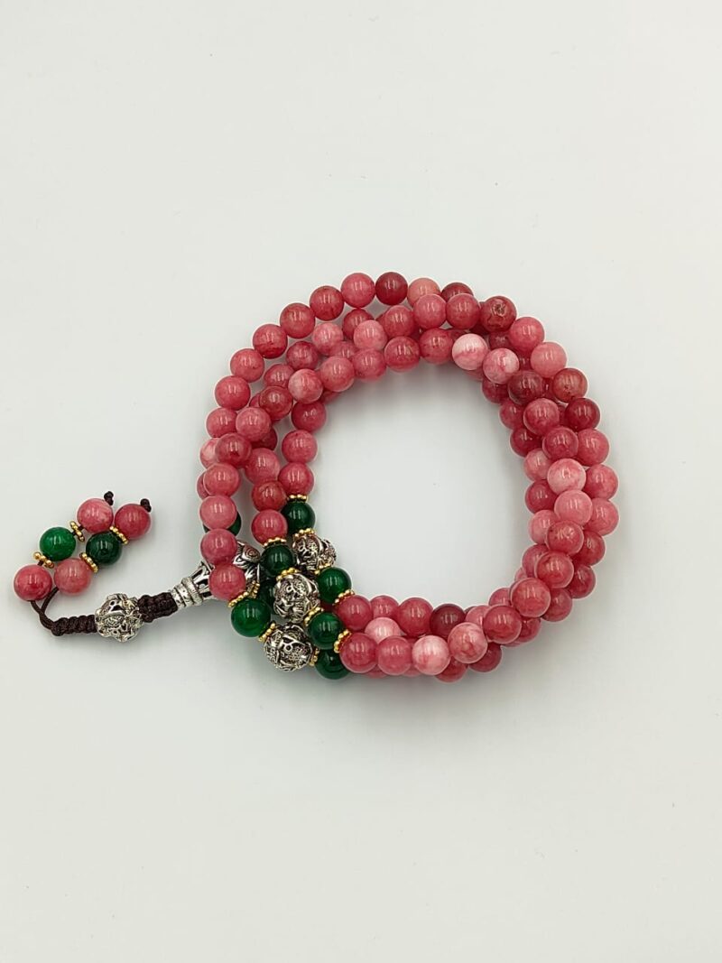 Designed pink quartz beads mala