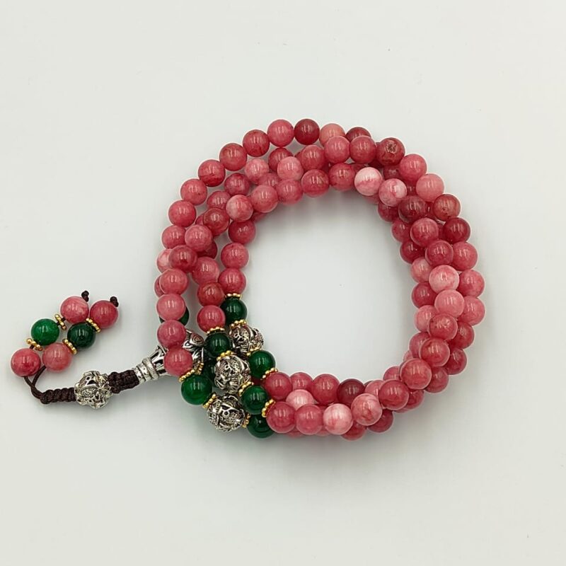 Designed pink quartz beads mala