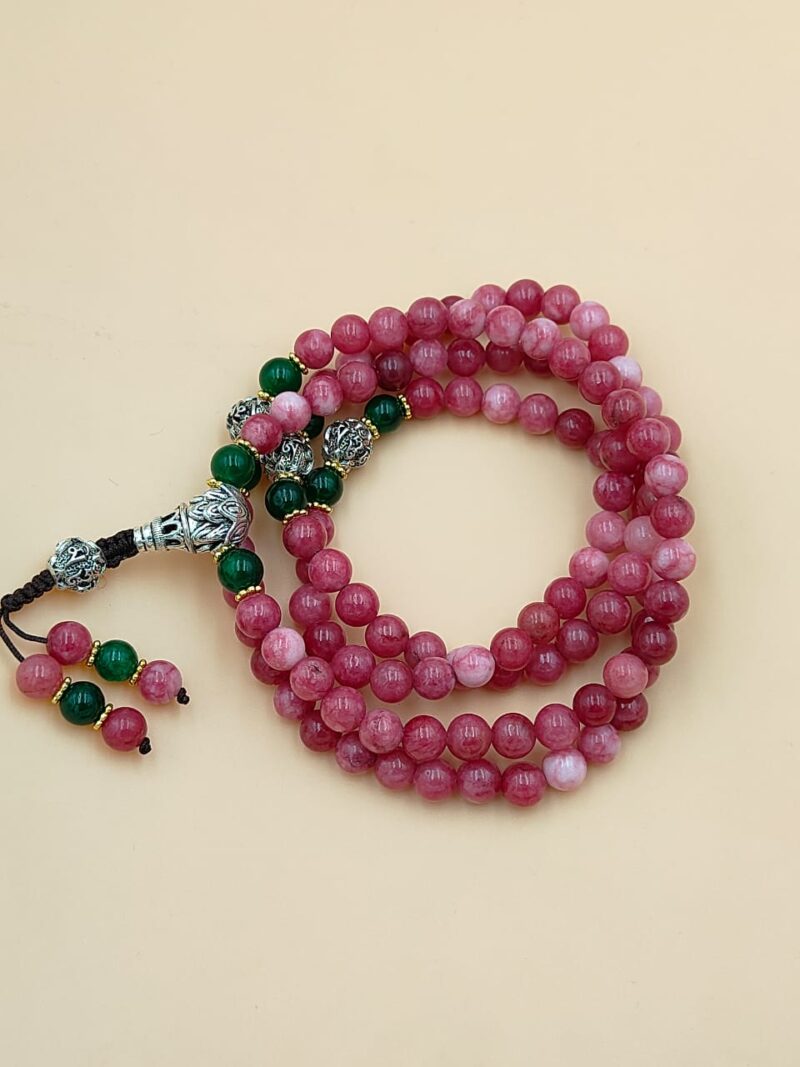 Designed pink quartz beads mala - Image 2