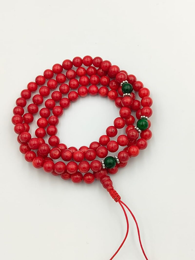 Real designed red coral beads mala - Image 2