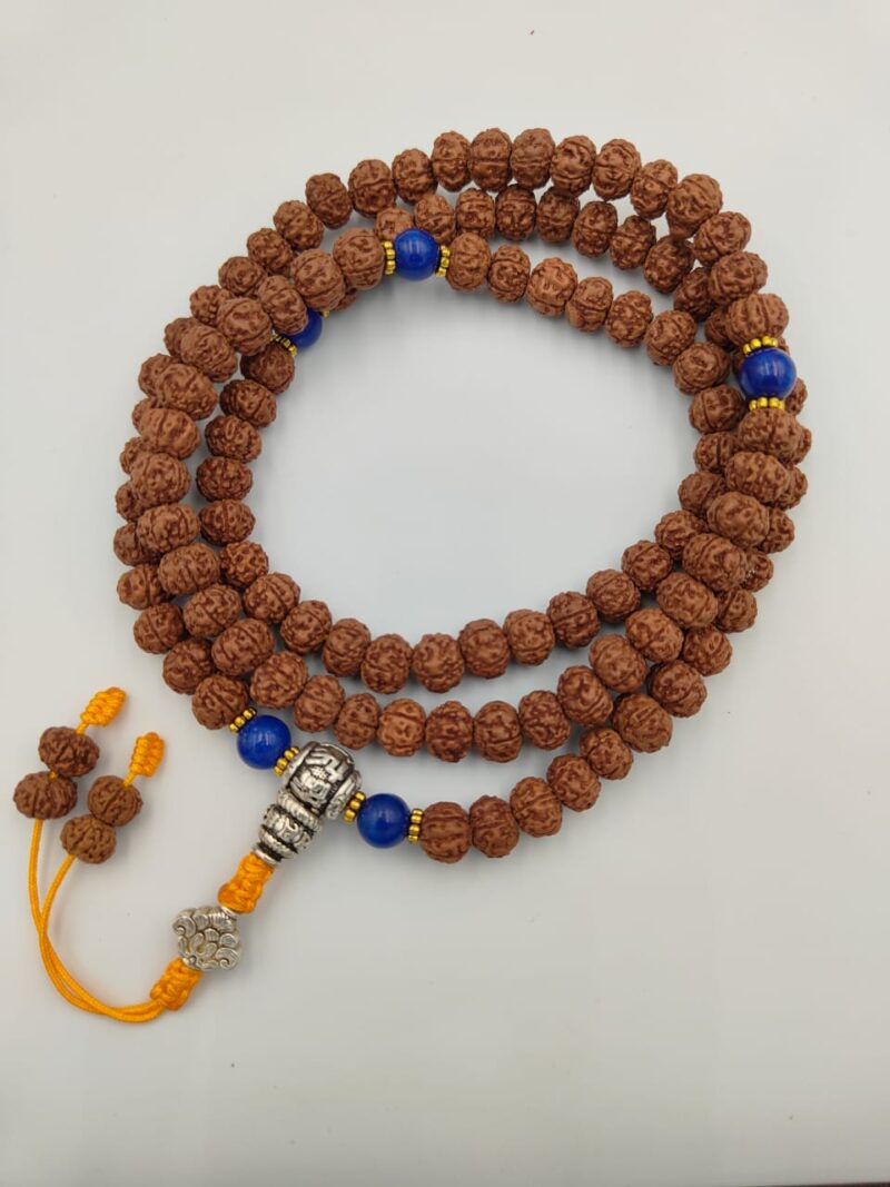 Designed Rudraksh beads mala including lapis lazuli