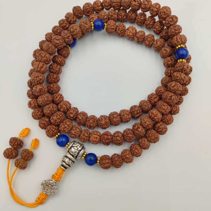 Designed Rudraksh beads mala including lapis lazuli