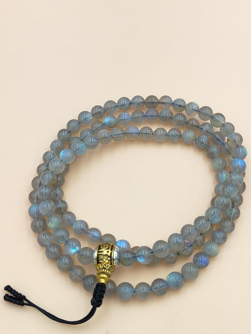 Natural labradorite stone beads mala