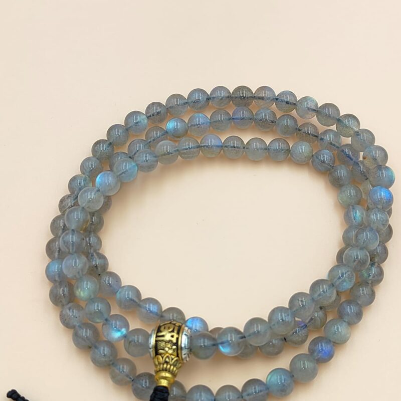 Natural labradorite stone beads mala