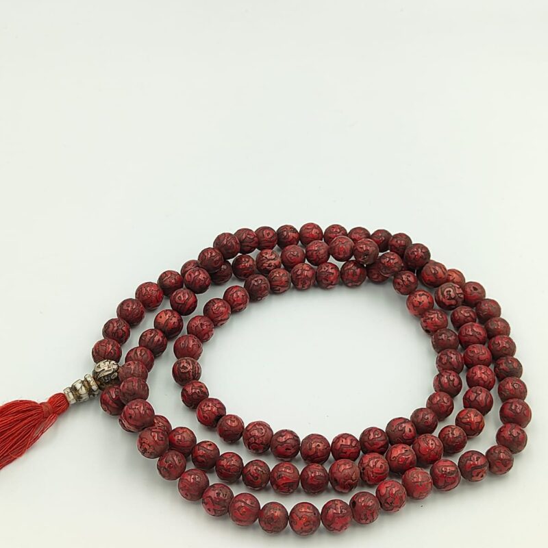 Natural coral beads carving mala (om mane Padme hum) mantra