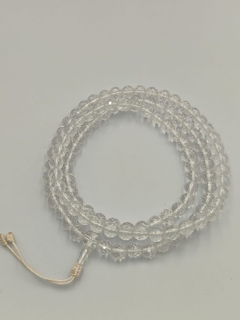 Natural diamond cutting crystal mala with 108 beads