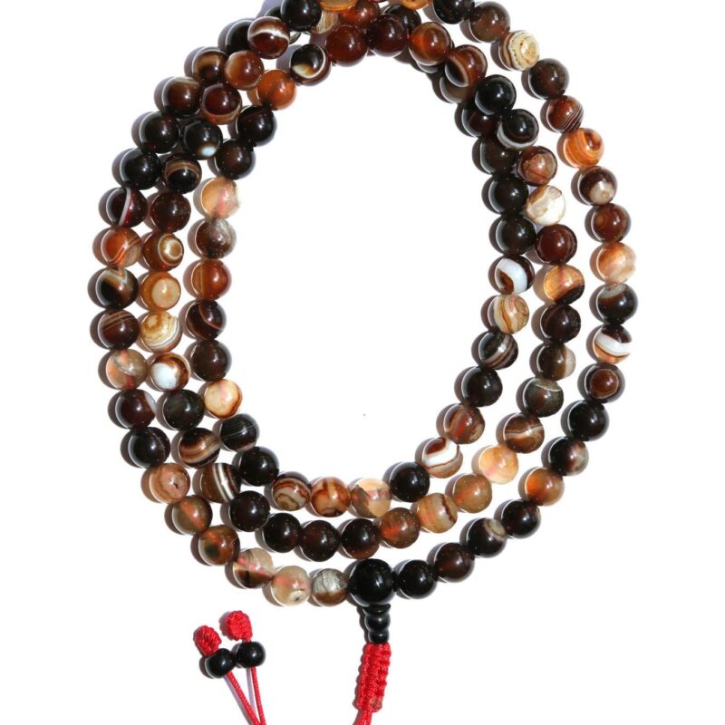 Brown agate stone 108 beads mala