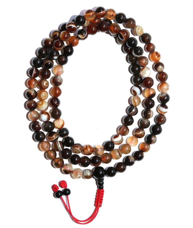 Brown agate stone 108 beads mala