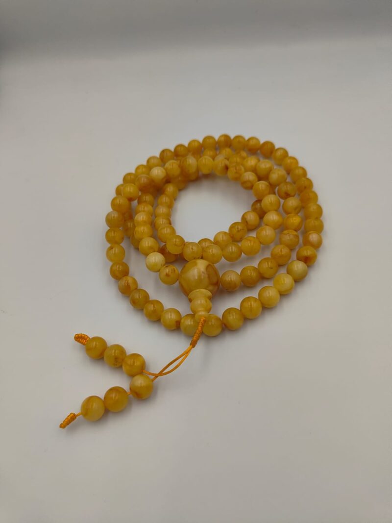 Natural Baltic Amber stone mala with 108 beads