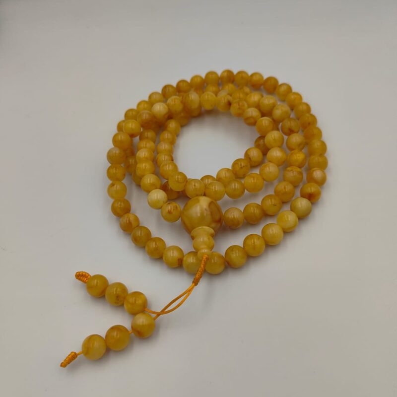 Natural Baltic Amber stone mala with 108 beads
