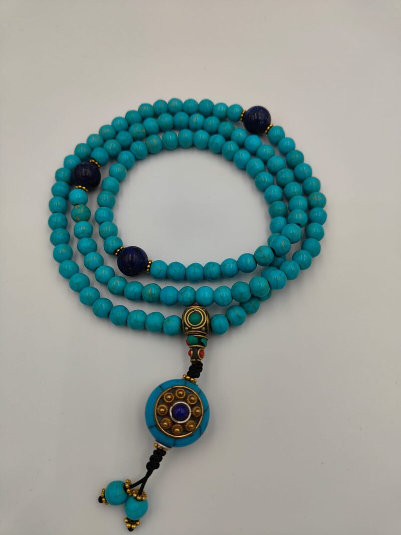 Designed turquoise mala with handcrafted beads