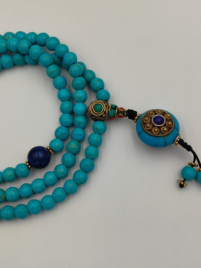 Designed turquoise mala with handcrafted beads - Image 2