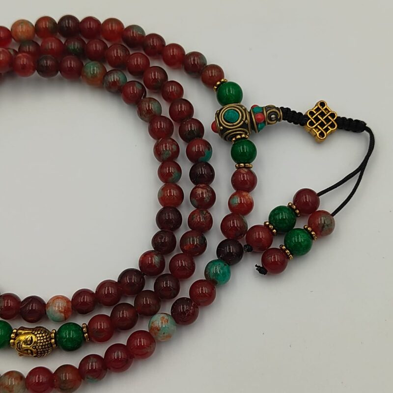 Designed Natural carnelian fluorite stone mala