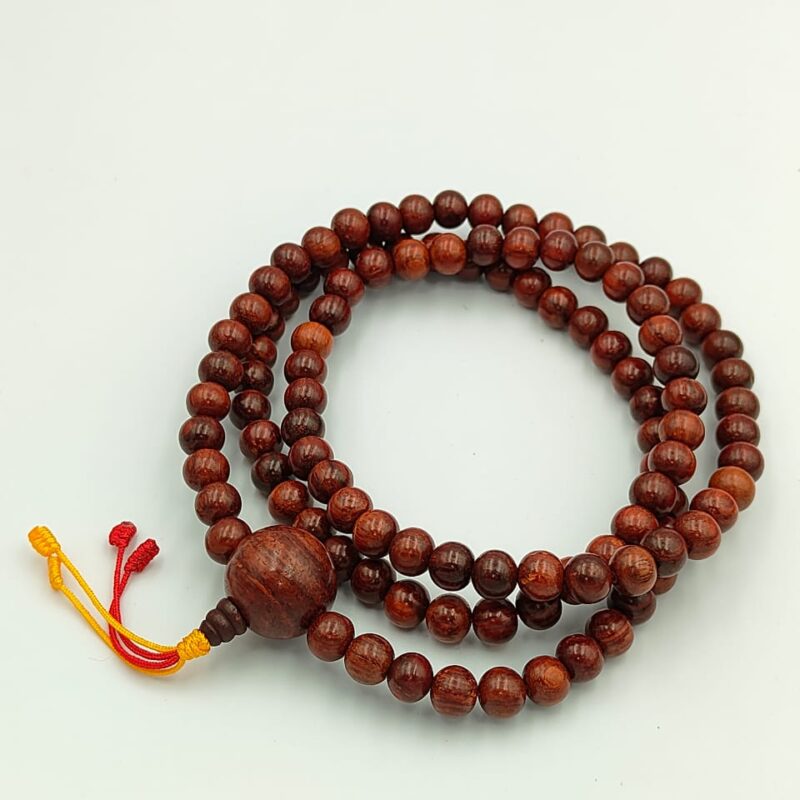 Red sandal wood mala with 108 beads