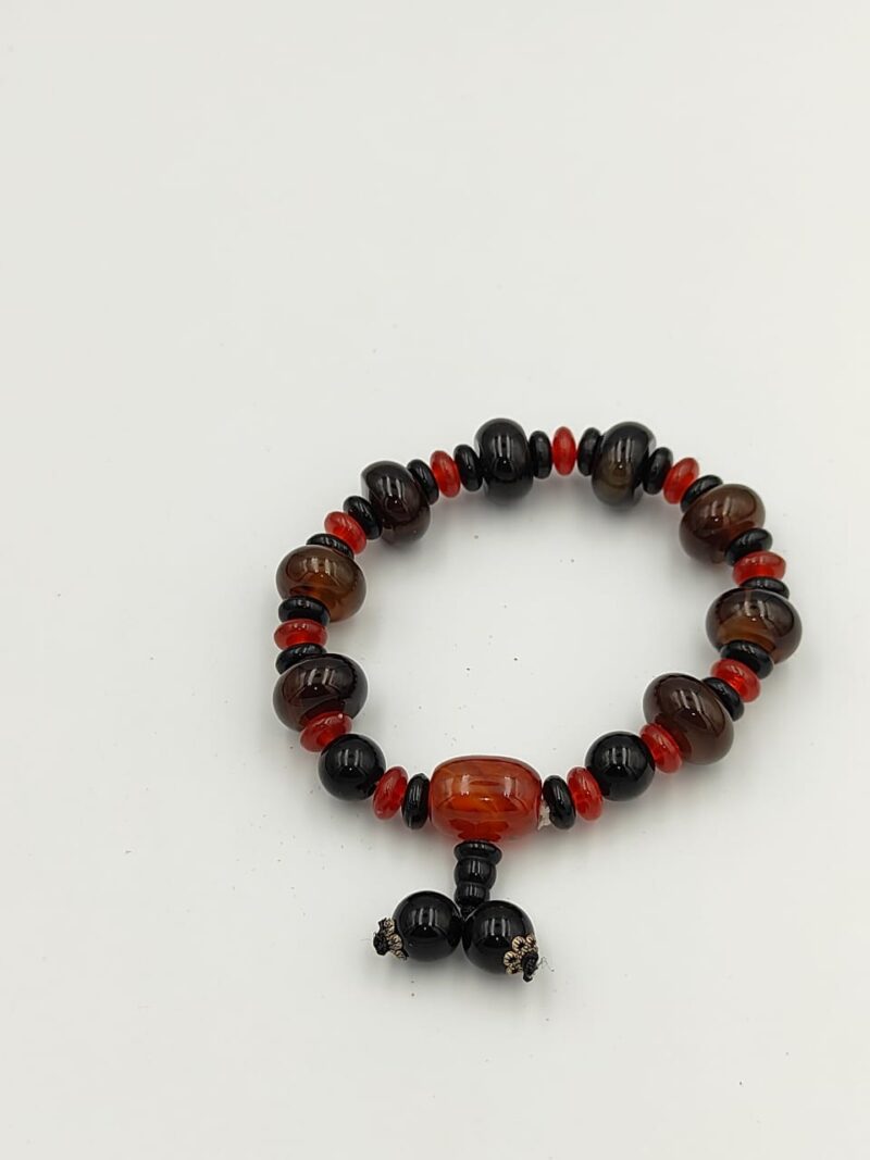 Natural flat black agate stone bracelet