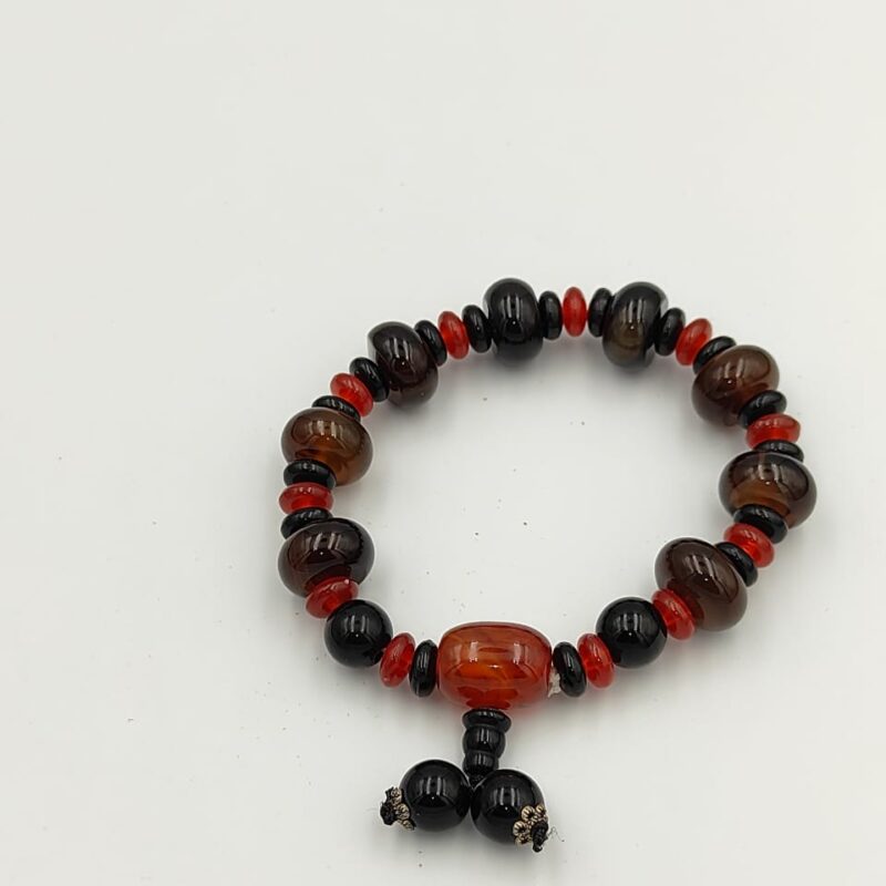 Natural flat black agate stone bracelet